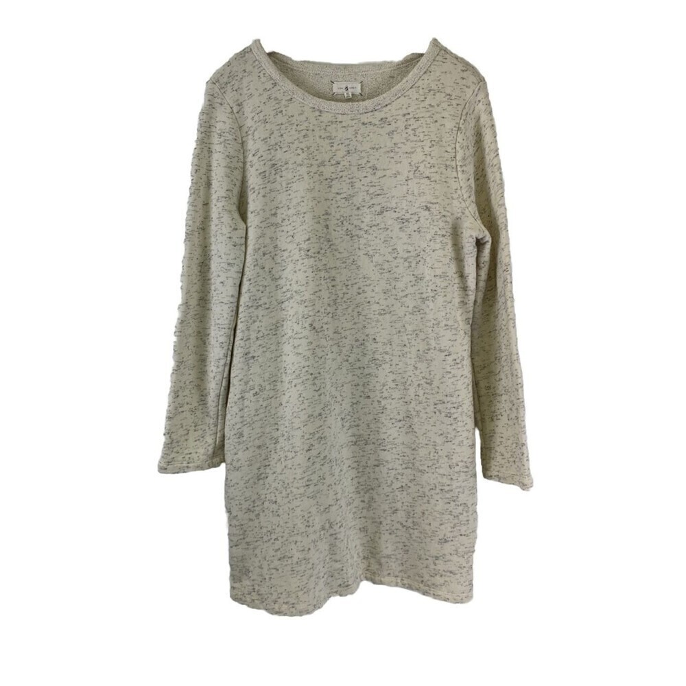 Lou And Grey Tunic Terry Sweater Dress Cream Black Speckles Round Neck Womens XL
